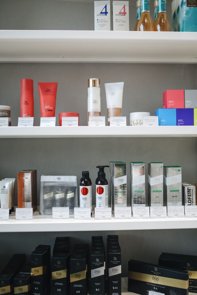 Verzorgingsproducten in een winkel